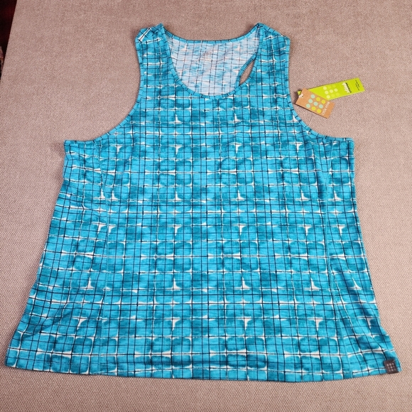 Title nine Tops - NWT Title Nine Matahari Blue Shibori Blocks Racerback Tank Size XL Stinkstopper